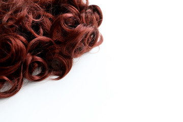 Isolated close up of wavy and curly hair extension