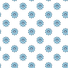 Fractal blue flowers. An elegant bright illustration with flowers. Pattern for design of fabric, wallpapers. On white background.