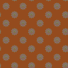 Fototapeta premium Fractal flowers. An elegant bright illustration with flowers. Pattern for design of fabric, wallpapers. On brown background.