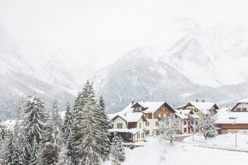 Snow magic. Walk in the ancient village of Sappada. Friuli