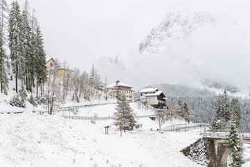 Snow magic. Walk in the ancient village of Sappada. Friuli