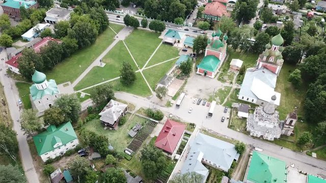 Aerial view of  Spaso-Preobrazhensky cathedral in Pereslavl-Zalessky,  Russia