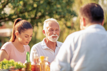 Family lunch in a garden