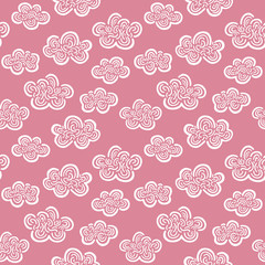 Hand Drawn Pattern. Cute Clouds Background. Endless Vector.