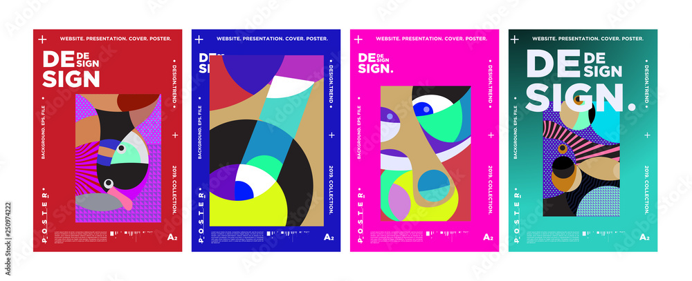 Poster abstract fun color pattern cartoon texture for doodle geometric background. vector trend shape for b