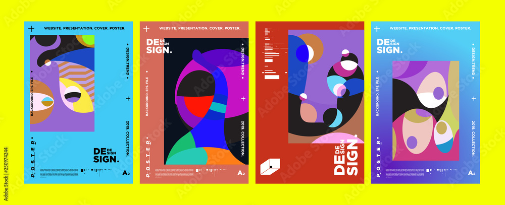 Poster abstract fun color pattern cartoon texture for doodle geometric background. vector trend shape for b
