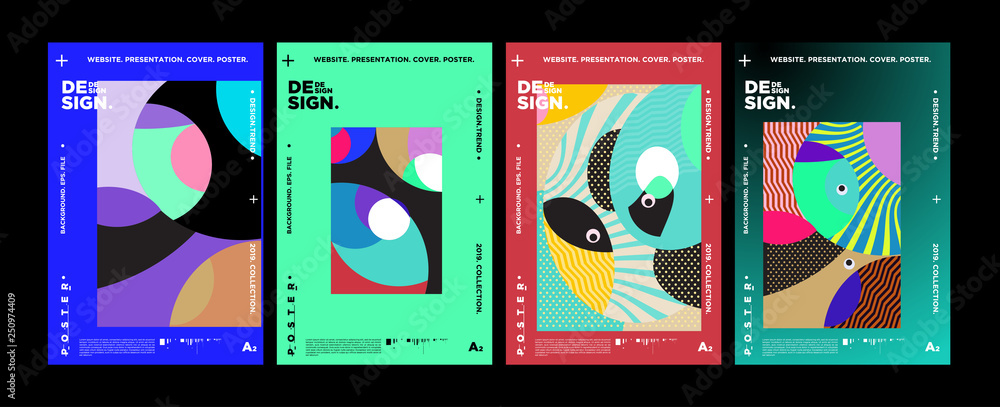 Poster abstract fun color pattern cartoon texture for doodle geometric background. vector trend shape for b