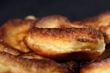 Homemade pancakes on a plate closeup. Shallow depth of field