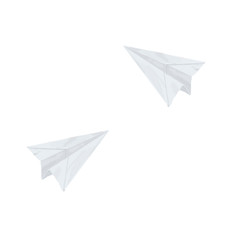 illustration of origami paper airplane watercolor brush clip art style on white background