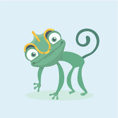 Cute chameleon. Vector illustration.