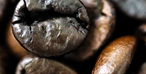 coffee beans on black background