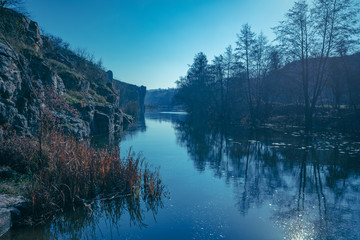 Beautiful mountain river. The canyon in spring