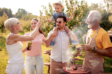 Family having a barbecue party