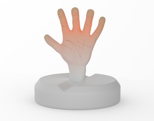 People dependent on drugs help hand from tablet 3d illustration