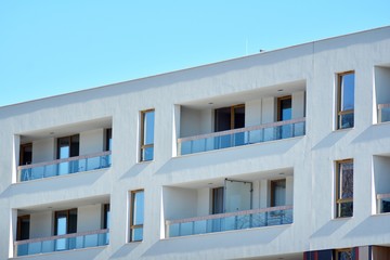 Futuristic architecture of apartment building