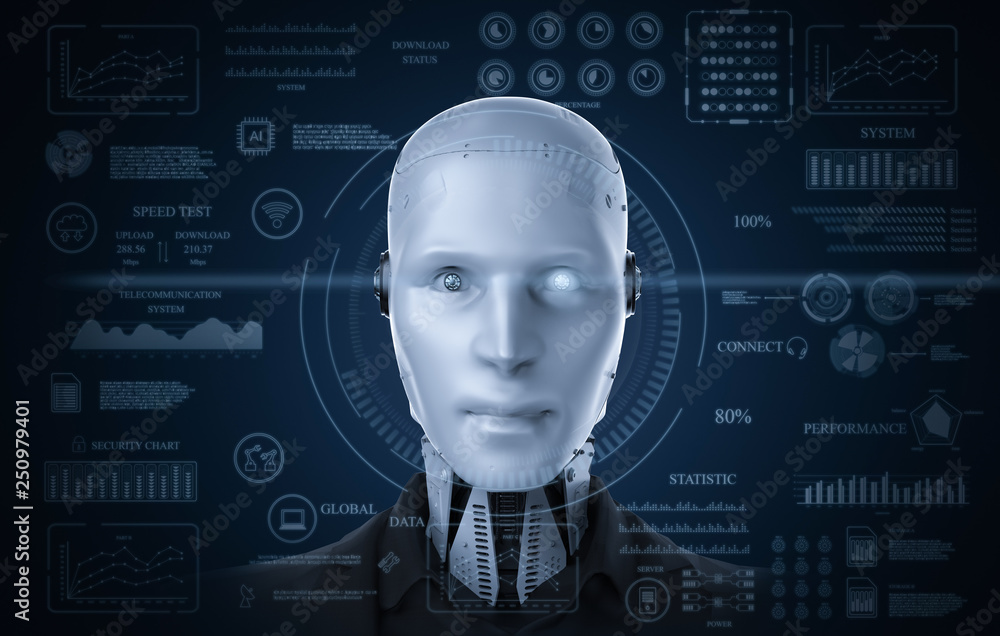 Poster robot with graphic display