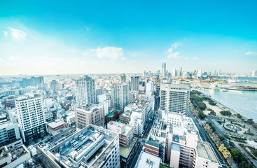 Fototapeta na wymiar city skyline aerial view in Yokohama, Japan