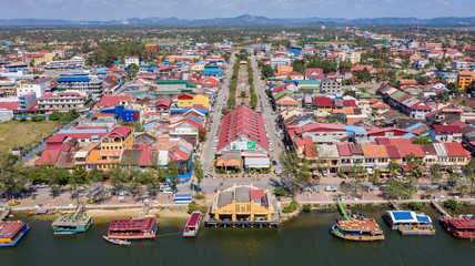 Kampot at Cambodia on Feb 20 , 2019 . Kampot city is a sea city at Cambodia . 
