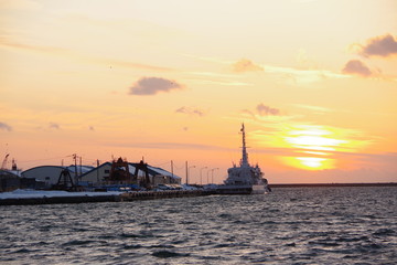 Naklejka premium 釧路の夕日
