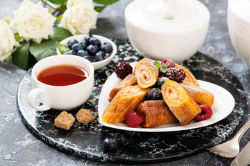 French Toast Roll with fresh berries.