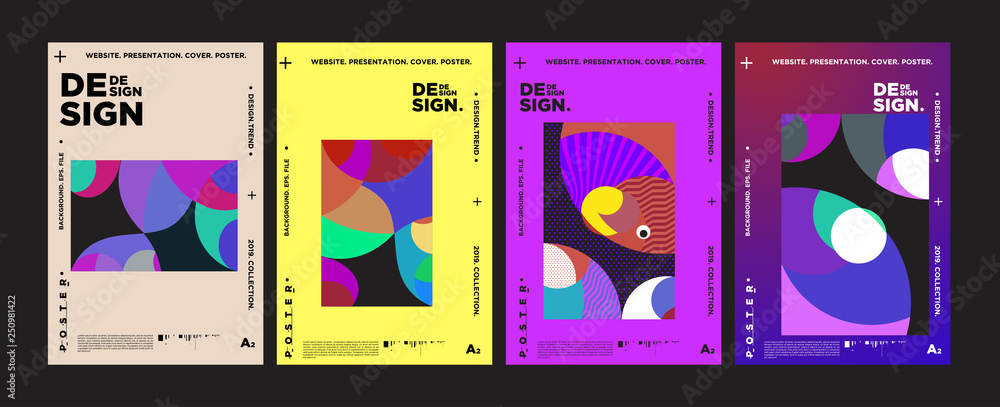 Poster abstract fun color pattern cartoon texture for doodle geometric background. vector trend shape for b