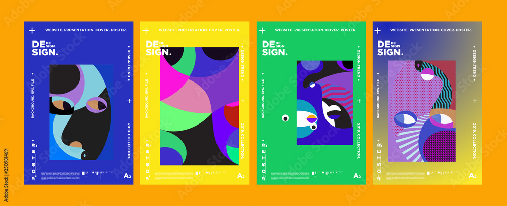 Poster abstract fun color pattern cartoon texture for doodle geometric background. vector trend shape for b