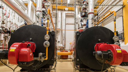 Boiler gas in boiler room.
