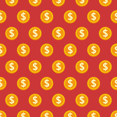 Vector Seamless Gold Coins Style Pattern