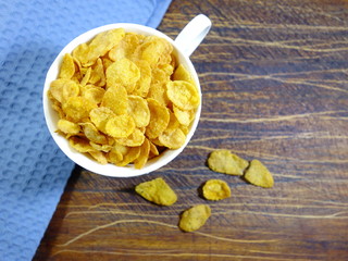 Bowl of Cornflakes.Healthy Breakfast. Top view
