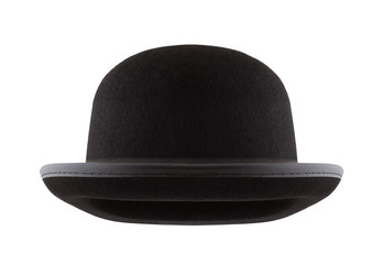 Black bowler hat isolated on white background