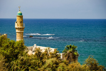 Fototapeta na wymiar Al-Bahr Mosque or Sea Mosque in Old City of Jaffa, Tel-Aviv, Israel . 15-09-2015