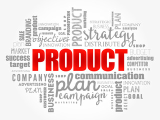 PRODUCT word cloud collage, business concept background