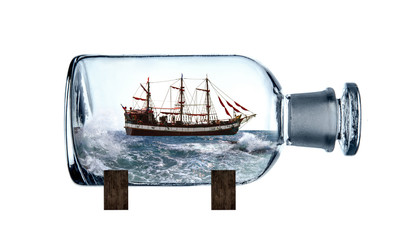 sailing vessel in glass bottle © tankist276