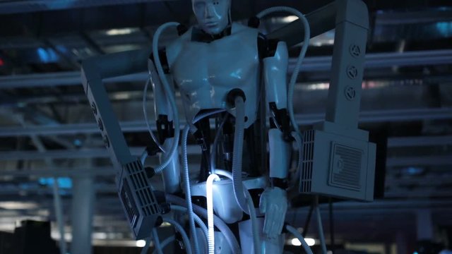 futuristic beautiful cyborg video footage