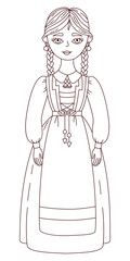 Norwegian scandinavian girl doodle vector illuastration