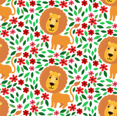  lion seamless vector pattern