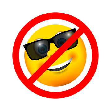 Sunglasses Smiling Emoji Icon No Entry Sign