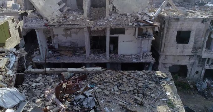 Middle east war, suburbs destroyed due to booming, torn buildings, Gaza, Syria, Rafah, Palestine	
