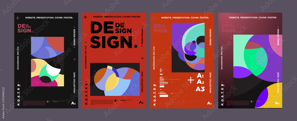 Poster abstract fun color pattern cartoon texture for doodle geometric background. vector trend shape for b
