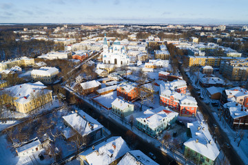 Obraz premium Cityscape January day (aerial photography). Gatchina, Russia