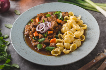 Goulash stew slow cook with pasta