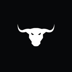 Bull logo vector. White Colour on black background