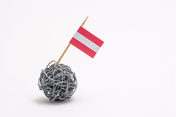 The hand made flag of the Austria on wire ball