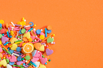 Scattered small candies