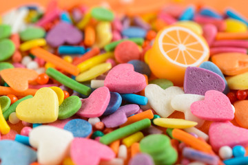 Scattered small candies