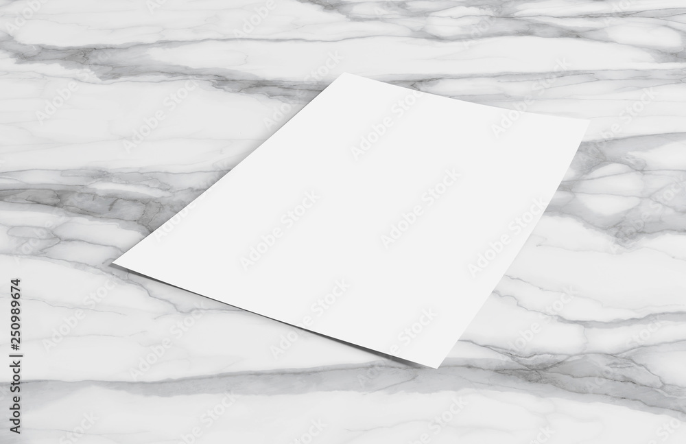 Poster mock up of a sheet of paper isolated on a background with shadow - 3d rendering