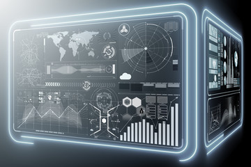 Abstract data room with futuristic design - 3d rendering