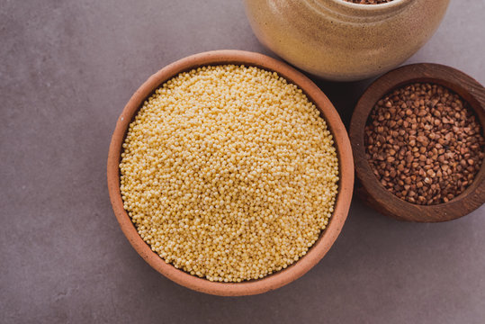 Superfood, groats & seeds, a healthy mix for healthy lifestyle on stone neutral background