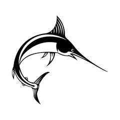 Vector, isolated, flat image of fish marlin on a white background
