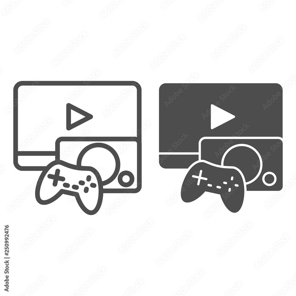 Aufkleber gaming line and glyph icon. game console vector illustration isolated on white. play video game outl